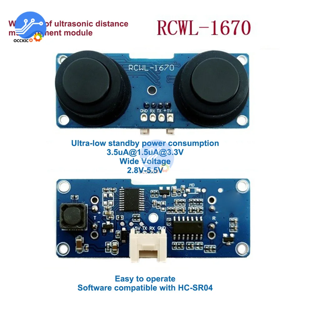 RCWL-1670 Waterproof Transceiver Split Ultrasonic Ranging Module 2cm-400cm Distance DC3-5V For Water Level Measurement