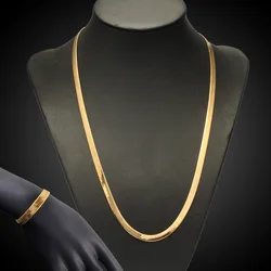 Blade Snake Bone Chain Necklace Bracelet Set for Women Stainless Steel Gold Plated Color Kpop Accessories