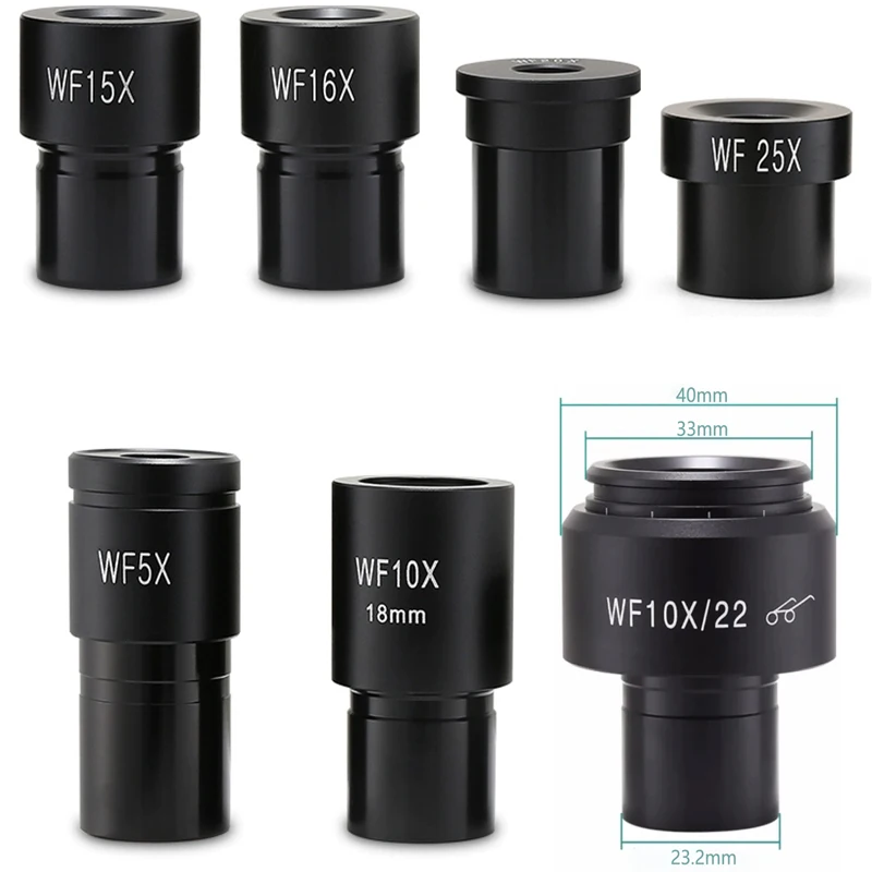 2pcs Biological Microscope Wide-angle Eyepiece Optical Glass Lens 23.2mm interface WF5X WF10X WF16X WF20X WF25X