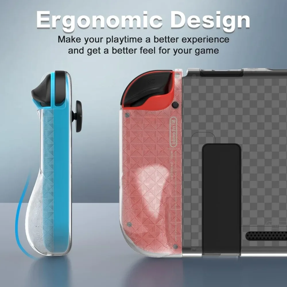 Nintendo Switch Plaid TPU Protective Case Ergonomically Designed for Comfortable Touch with Keycaps and Screen Tempered Film