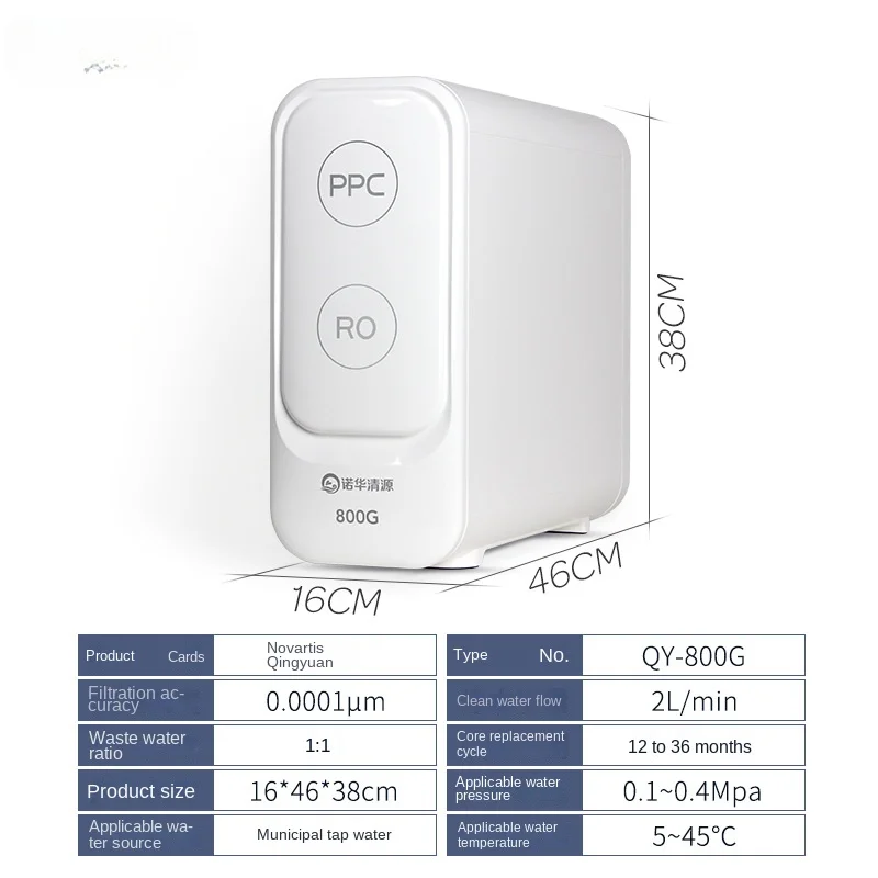 Purificateur d'eau à osmose inverse à double sortie, grand débit 800G, filtre à eau direct pour machine à boire, robinet de cuisine