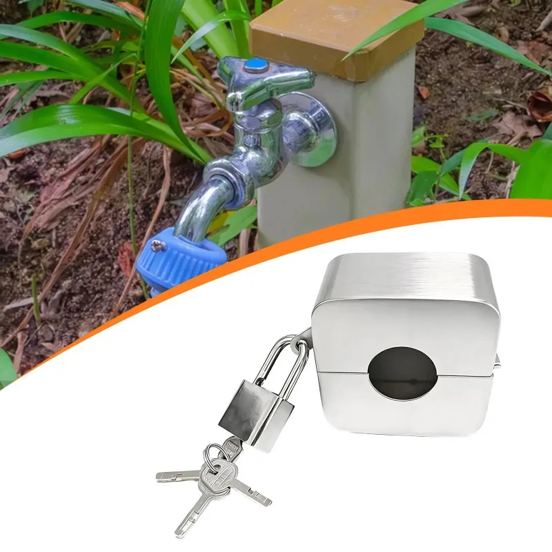 

Outdoor Faucet Lock Stainless Steel Prevent Water Wastage with Padlock, Hose Bib Lock for Petroleum Backyard Gas Valve Yard