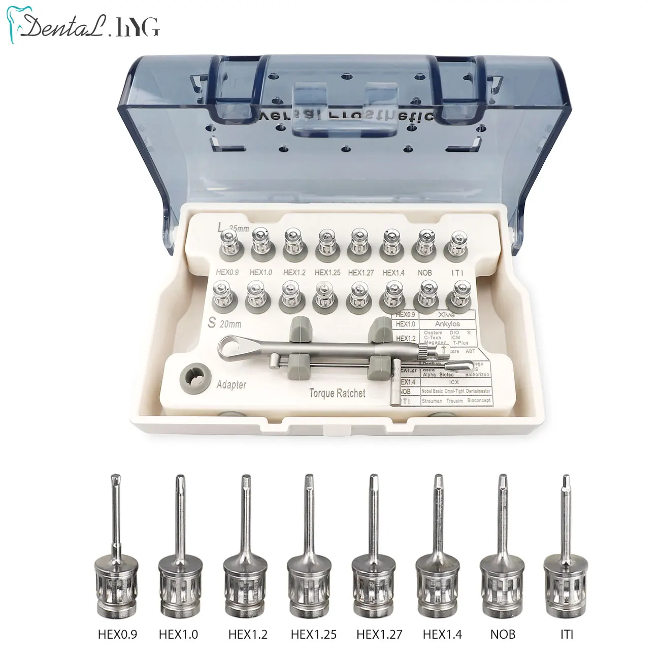 1Set Dental Universal Implant Torque Screwdrivers Wrench Kit 15-70NCM Ratchet Drivers Dentistry Implanttology Prosthetic Tools