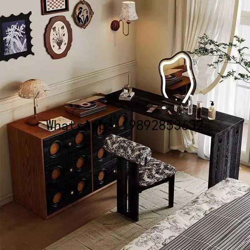 

X-20 medieval style vanity table - expandable bedroom bedside chest of drawers - corner vanity for small spaces