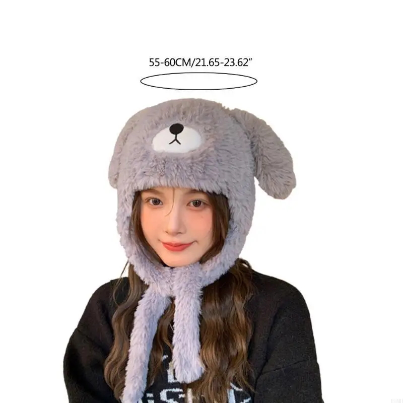 Winter Warme Beer Oor Hoed Cartoon Beanie Cap Outdoor Activiteit Motorkap Hoofdwarmer F3MD