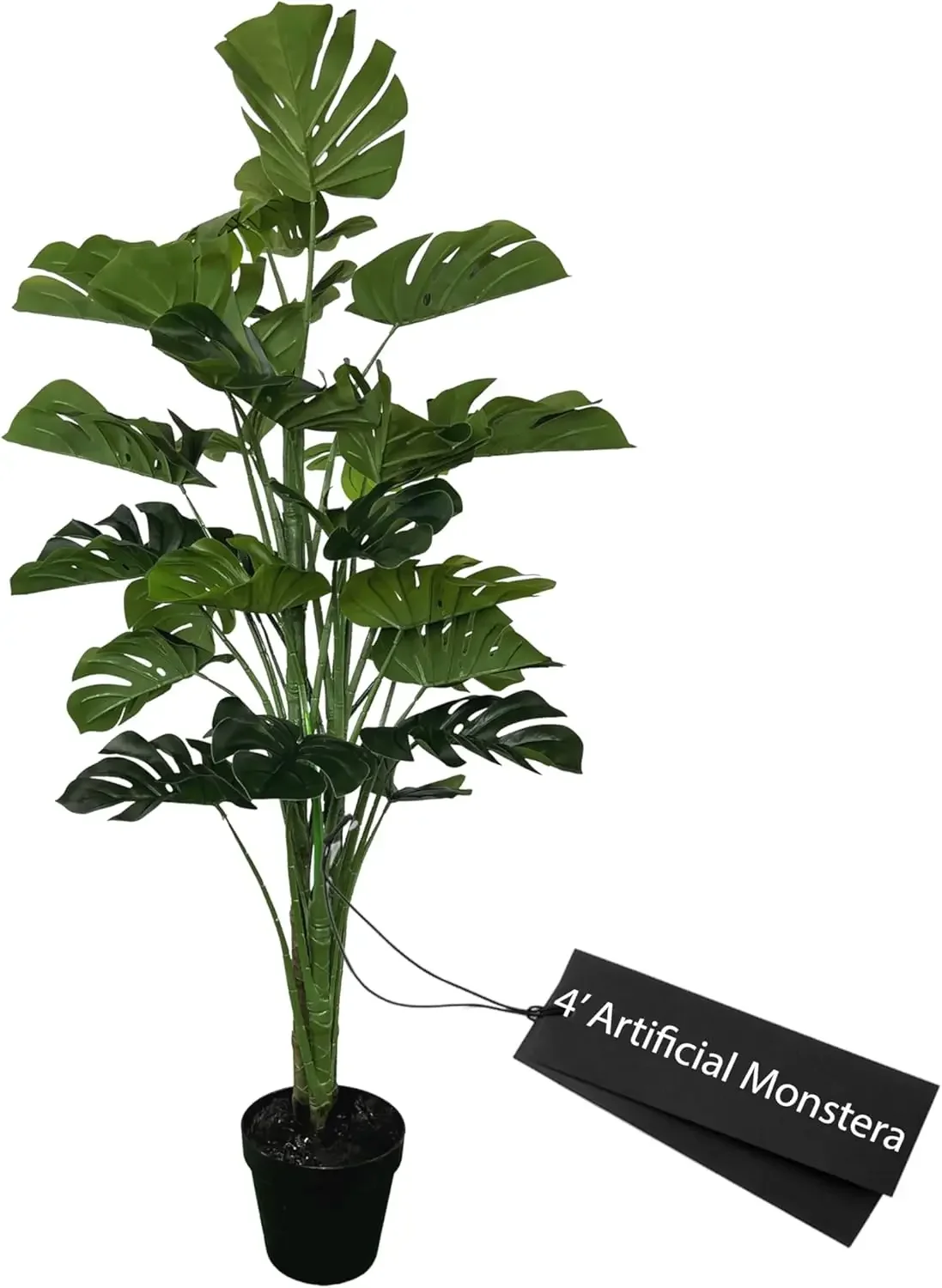 

Tropical 4' Artificial Monstera Plant, Artificial Tree, Green, Cypress & Alabaster