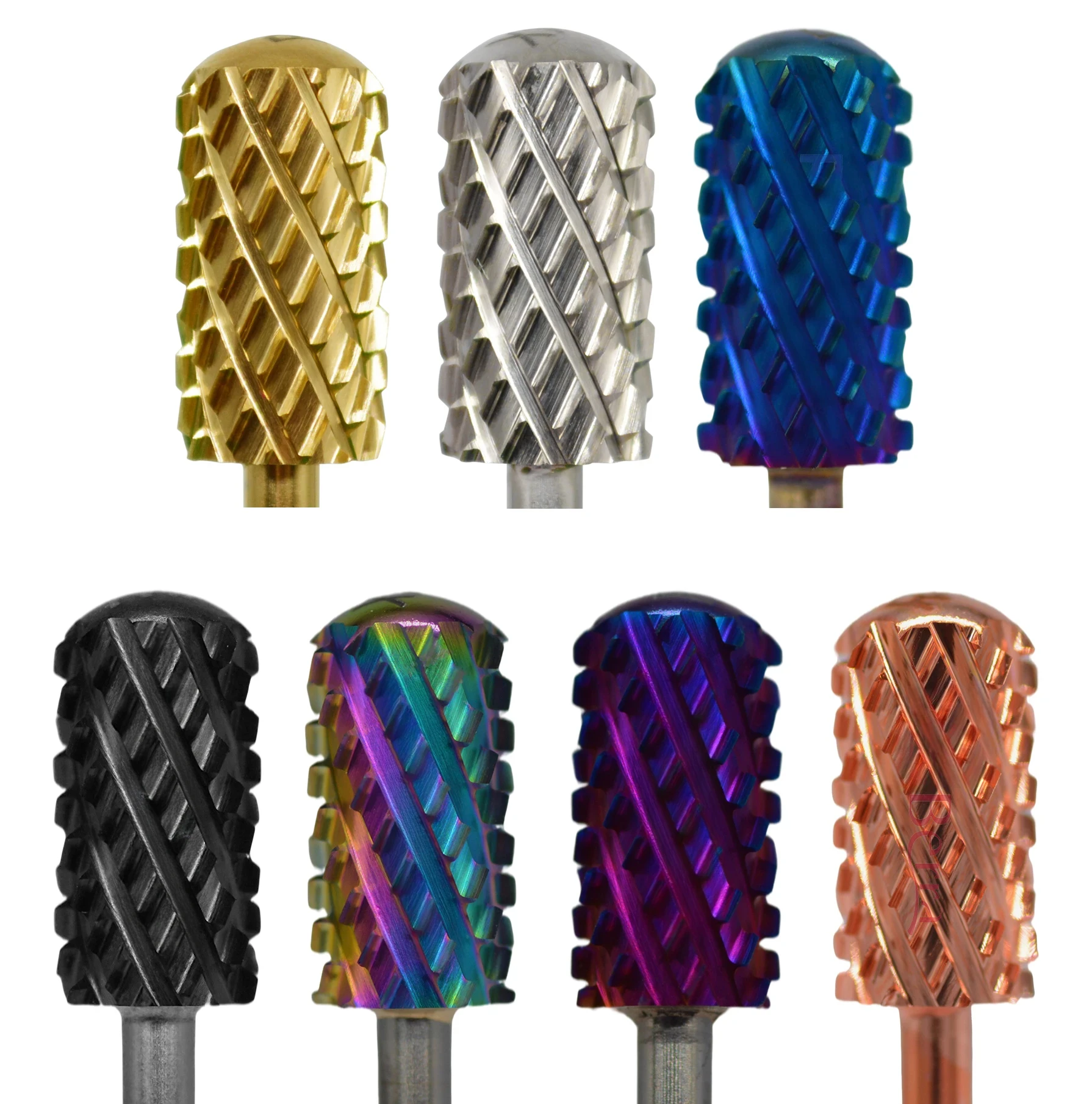 

4XC Gold Silver Dark Purple Blue Rainbow Rose gold 7 different color nail drill bits milling