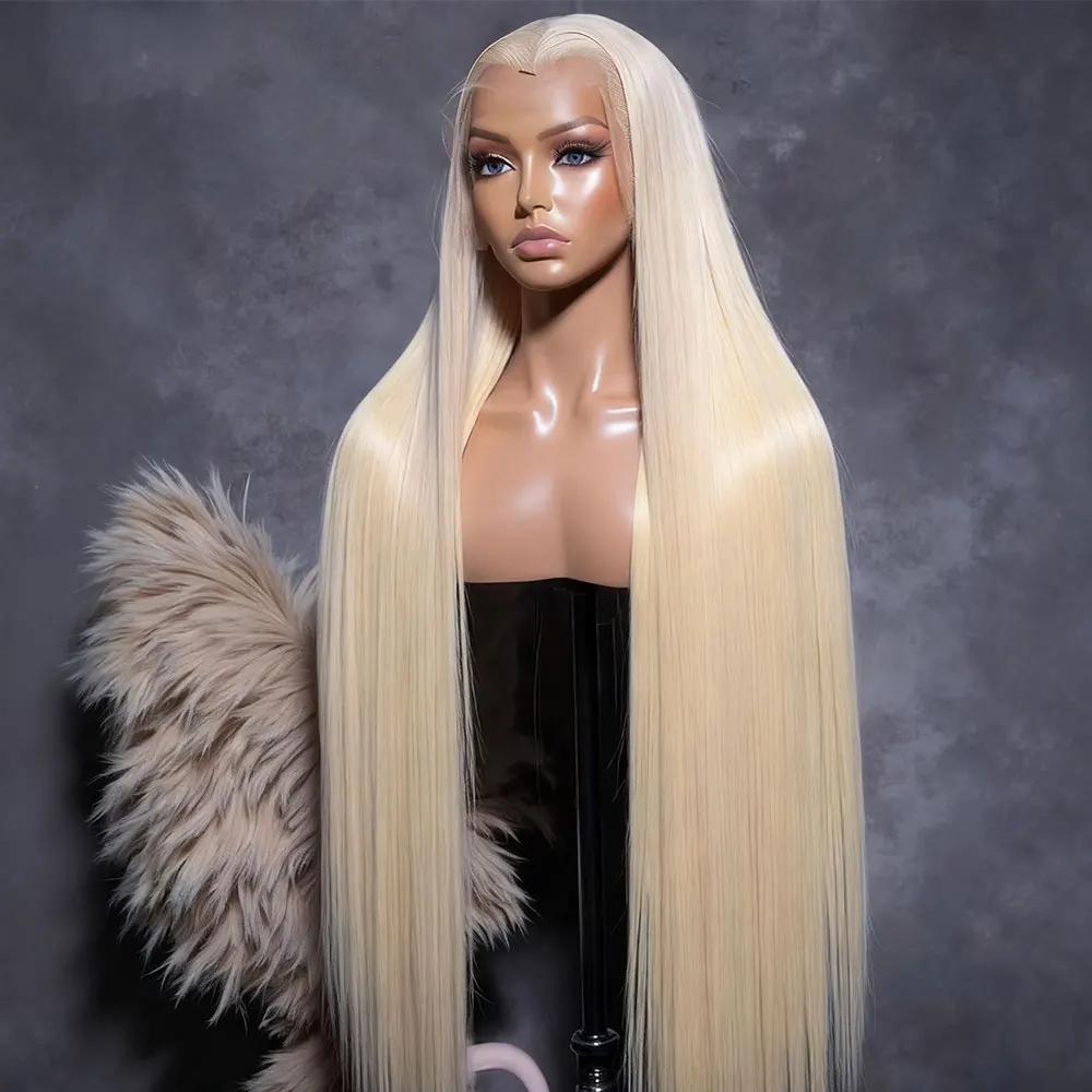 

100% Human Hair Bone Straight 613 Honey Blonde 30 40 Inch 13x6 Lace Front Wigs Brazilian 13x4 HD Transparent Lace Frontal Wig