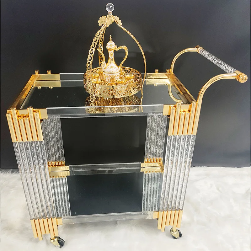 

Высококачественная винная тележка, креативная хрустальная колонна, вагон-ресторан, ручной толкатель