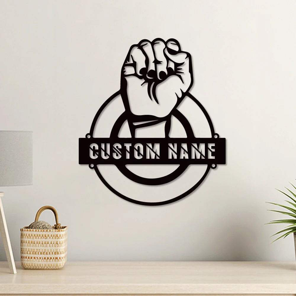 1pc new Hands clenched into fists Custom Name Metal Wall Signs Tin Wall Plaque For Living Room Kids Room