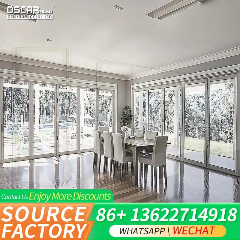 

Современная черная стеклянная термоизоляция, складная раздвижная дверь из алюминиевого сплава для виллы, отеля, уличная складная дверь в китайском стиле