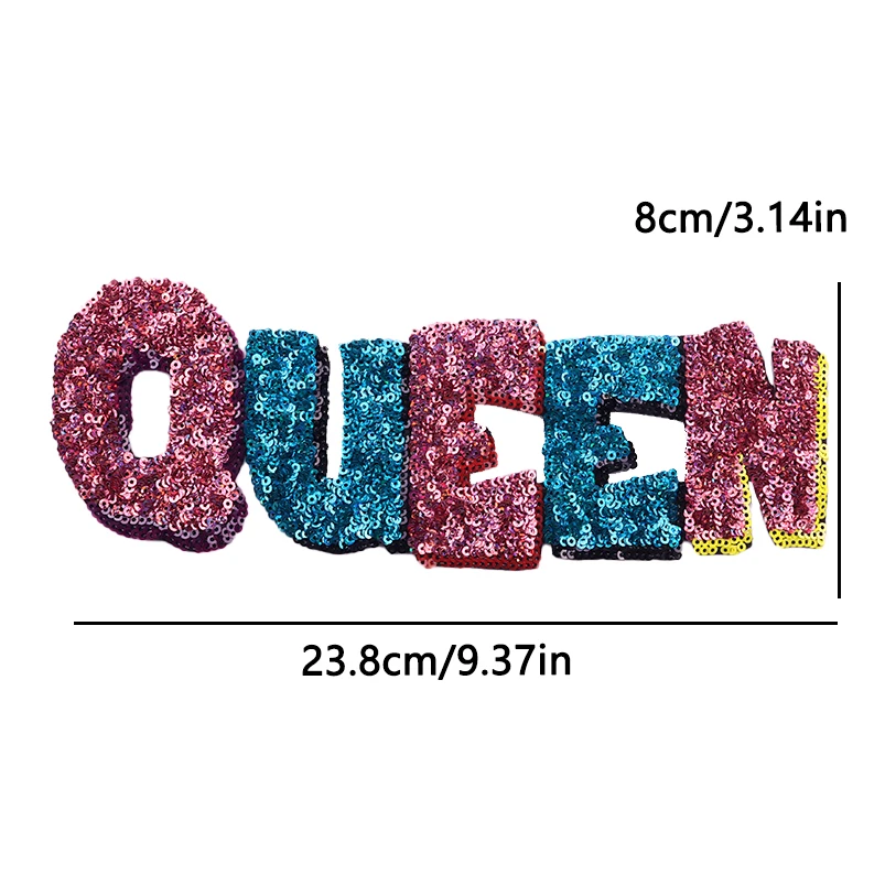 Sequined Ice Cream Heart Embroidery Patch Iron On Patches For Clothes Crown Sequins Embroidery Patches for Clothing Repair Patch