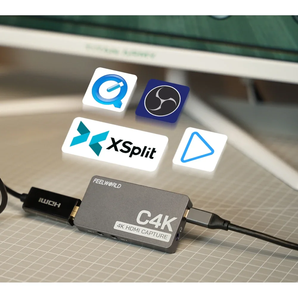 FEEWORLD C4K Lightweight 4K 60Hz in and Out USB-C Plug and Play  USB Capture Card for Streaming Gaming Video Conference