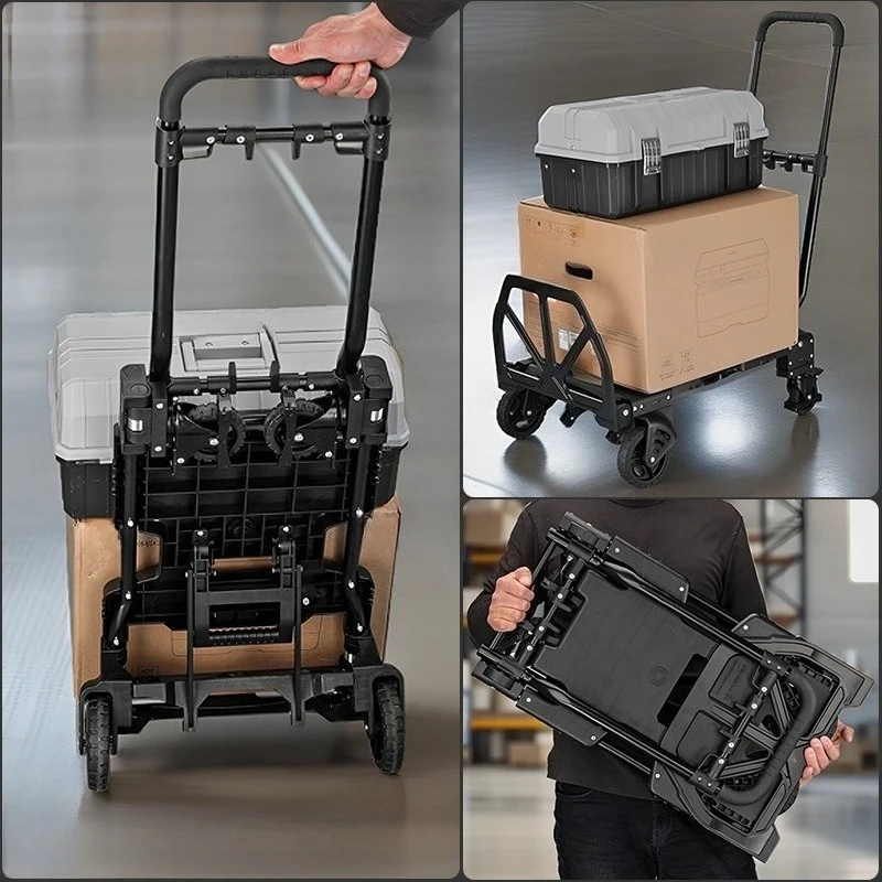 

Multi-purpose Flatbed Truck Transporter Pull Cart Foldable Moving Site Outdoor Trailer