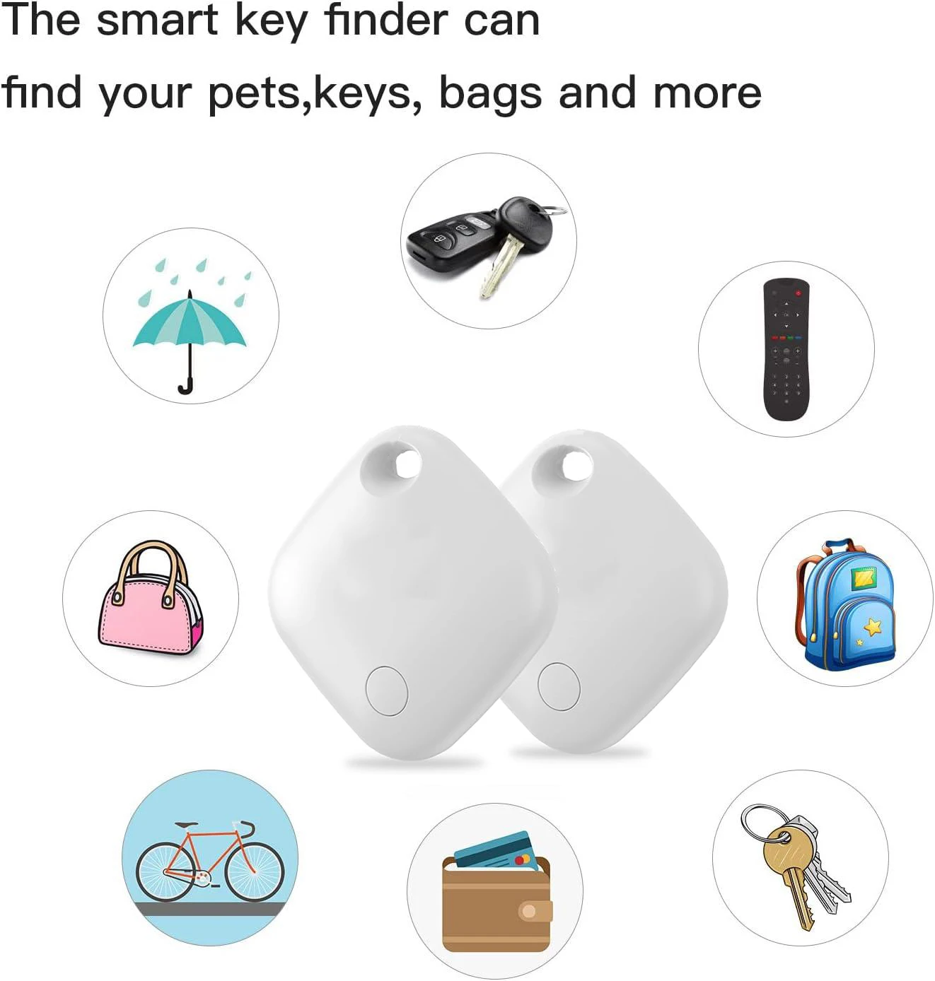 Smart GPS Tracker Works with IOS Find My APP Bluetooth-compatible Tag Anti Lost Reminder Device MFI Rated Locator Car Key Finder