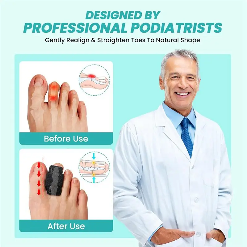 【ESSENTIALS】 Corrector alisador de dedos de martillo para mujeres y hombres - Envolturas de férulas de dedos ajustables de 8 piezas con soporte de placa de aluminio