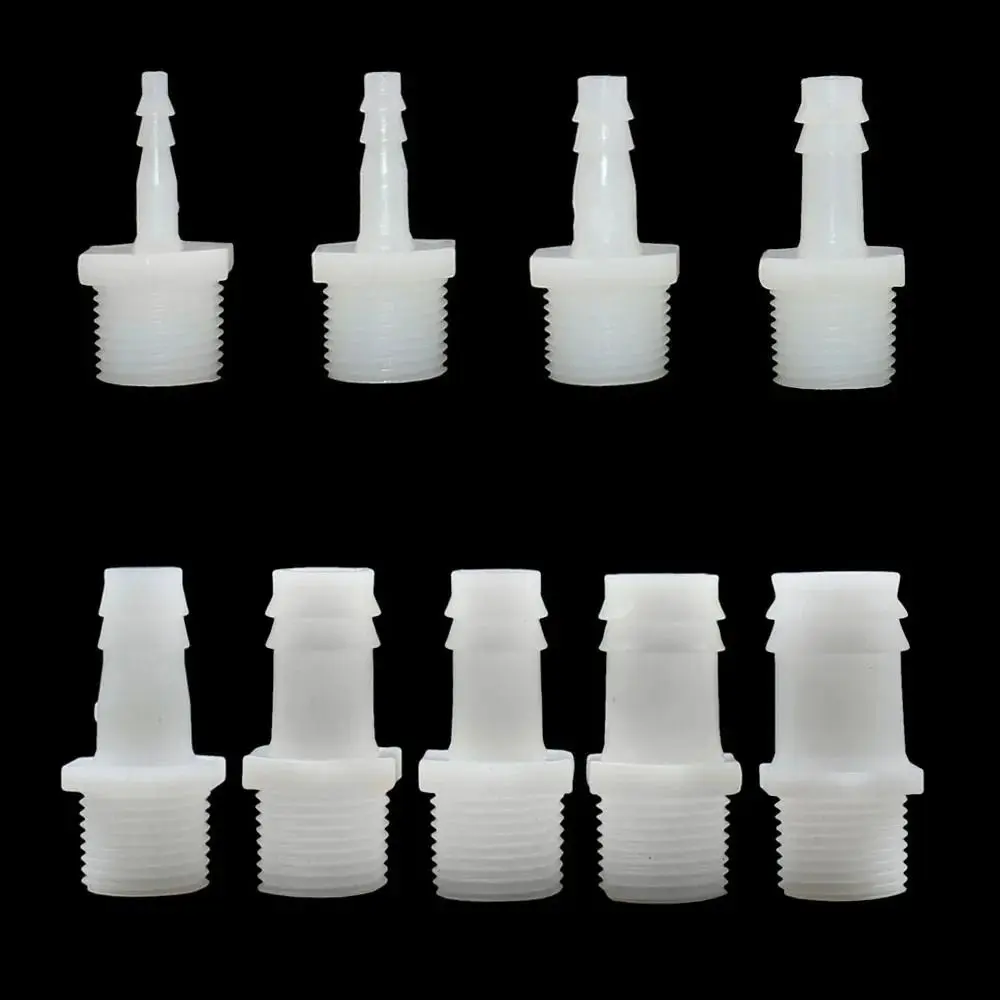 1Pc 1/2 Inch Thread To Barb 4/6/8/10/12/14/16/18/20mm Hose Connector Pipe Coupler Plastic ID Drip Irrigation System Pipe Fitting