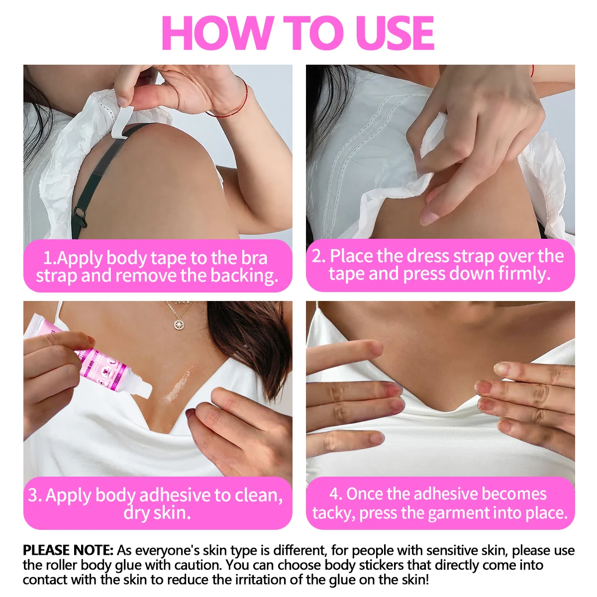 Cinta adhesiva Invisible antideslizante para el cuerpo, cintas adhesivas de doble cara, autoadhesivas transparentes para sujetador, ropa, peluca, vestido, camisa, pegamento transparente