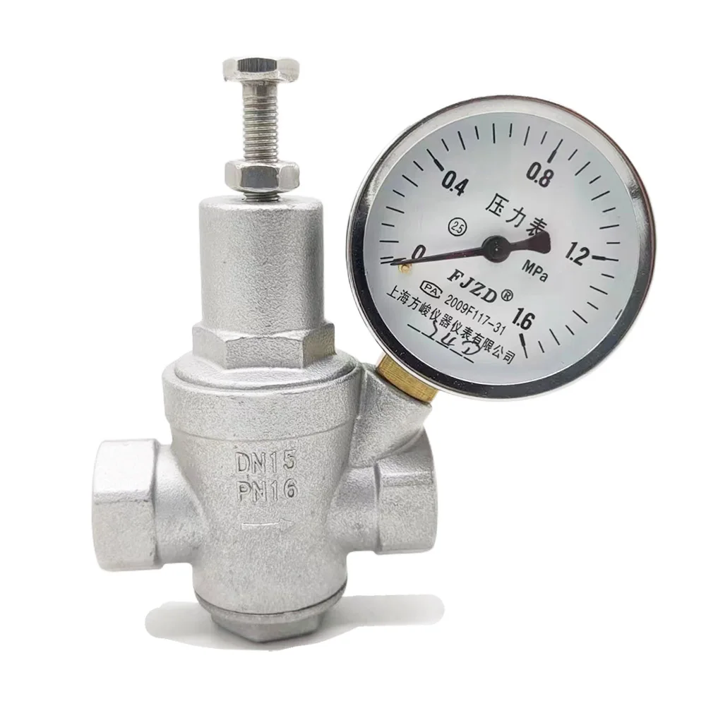 304 Stainless steel water pressure reducing valve with pressue gauge DN15-DN50 Water Pressure Regulator/Reducing/Relief Valves