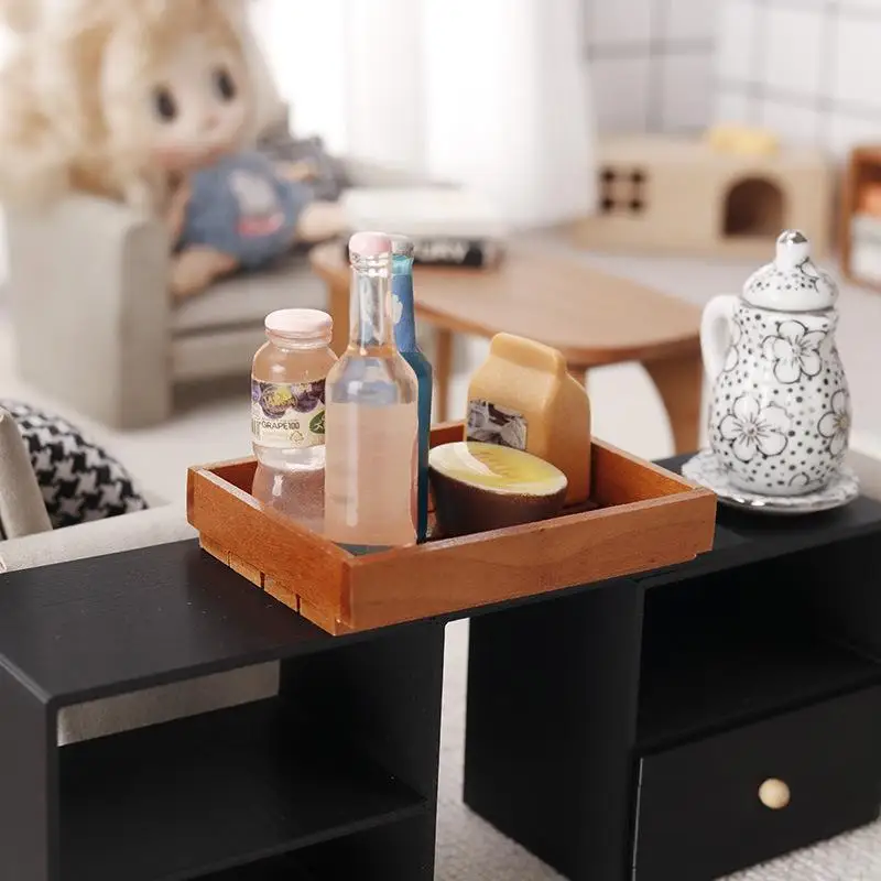 

Dollhouse Storage Basket Organizer Wooden Frame for Mini Toy Furniture Accessories Home Decor Simulation