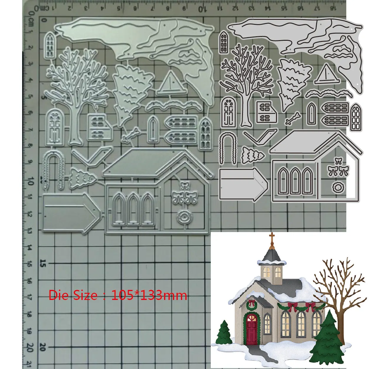 2023 New Metal Cutting Dies A house in the snow Decoration Diy Scrapbook Paper Craft Knife Mould Blade Punch Stencils Dies