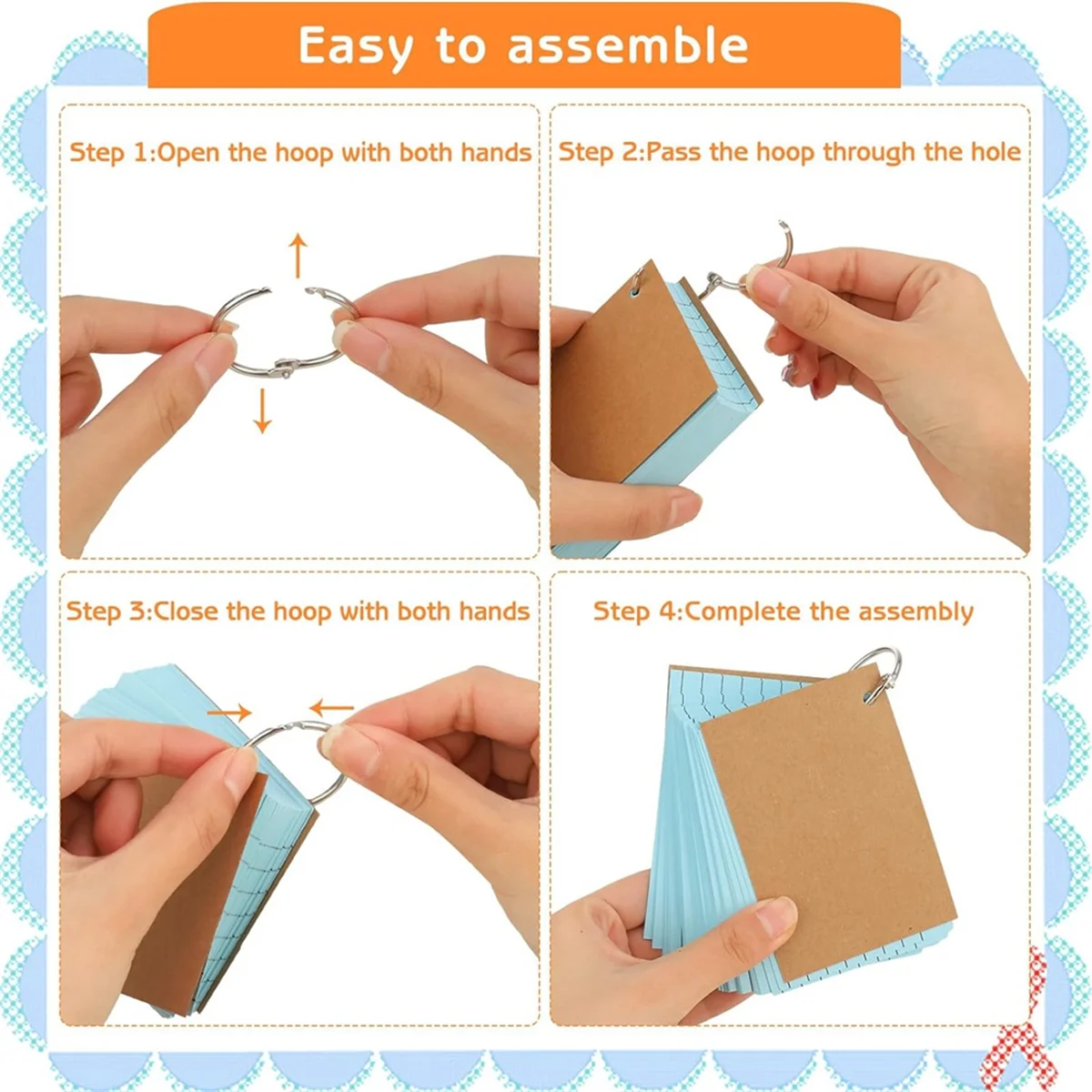 Reliable 600 Pcs Index Cards with Ring, 3 X 4 Inch Colored A7 Colorful Flash Cards with Ring Underline Study Cards