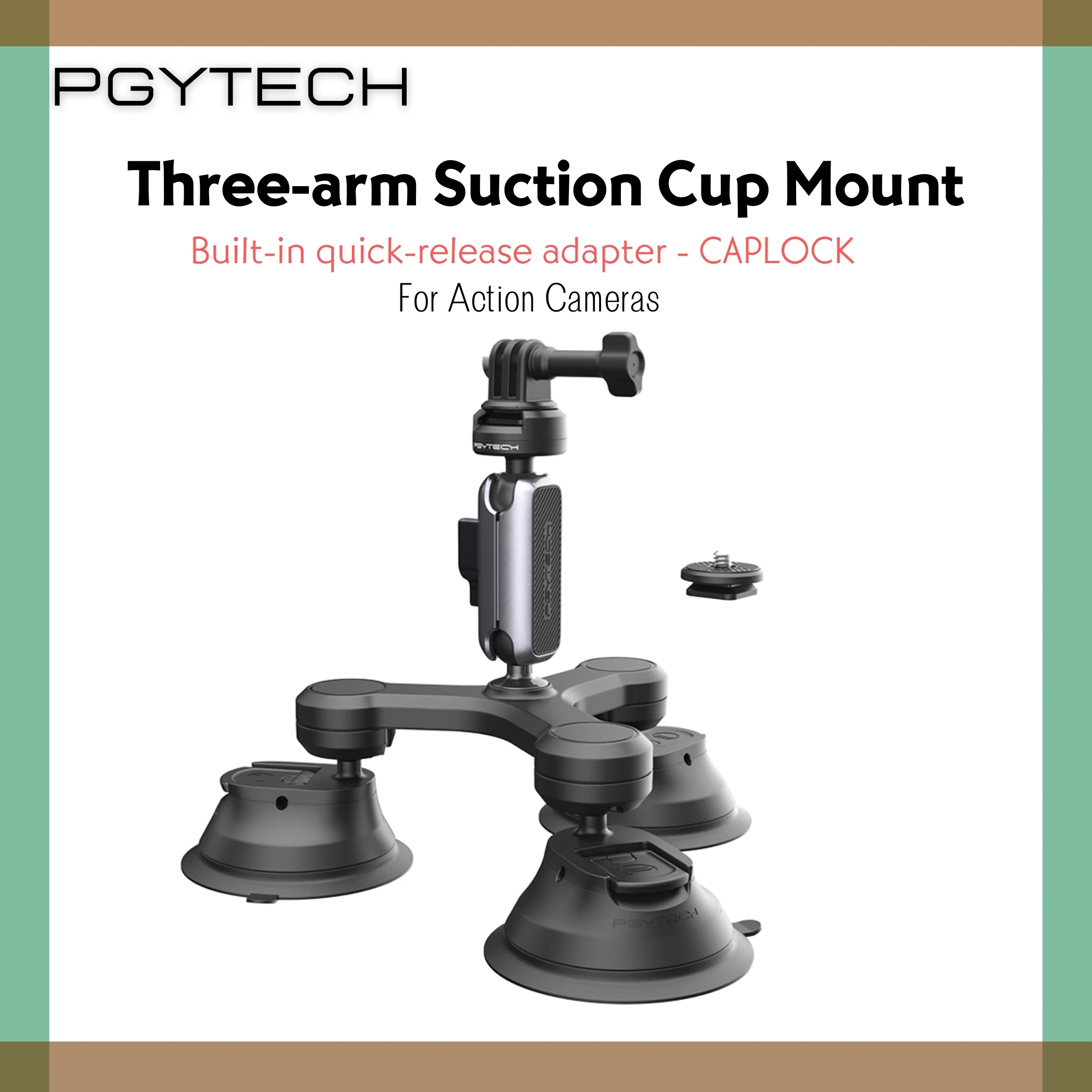 PGYTECH Caplock Three Arm Suction Cup Mount Triple legs Car Surface Sticky For Insta360 X4 Ace Pro X3 GoPro 12 11 10 Accessory