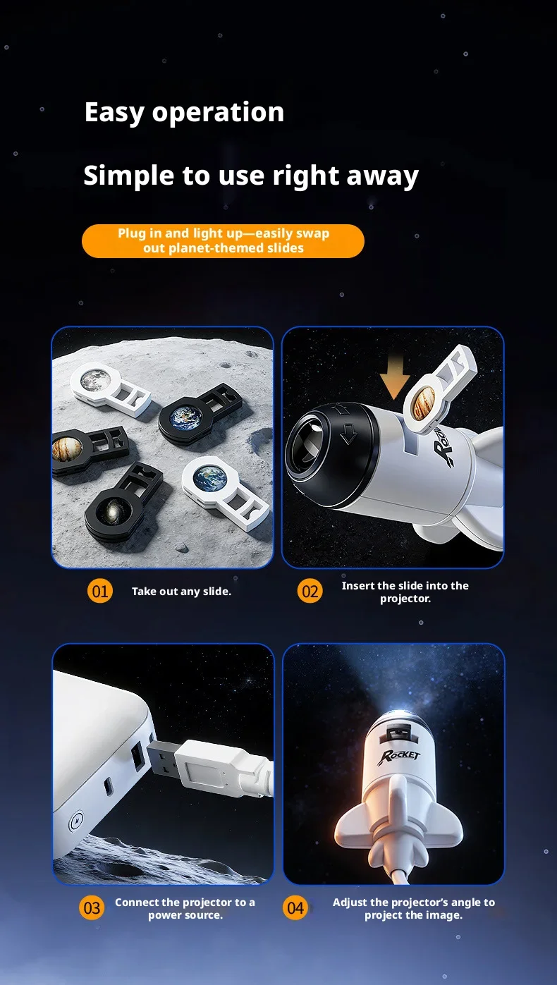 Mini Galaxy Star Projetor With 12 HD Images USB Plug LED Night Lamp 360° Rotation For Children Bedroom Decoration Birthday Gift