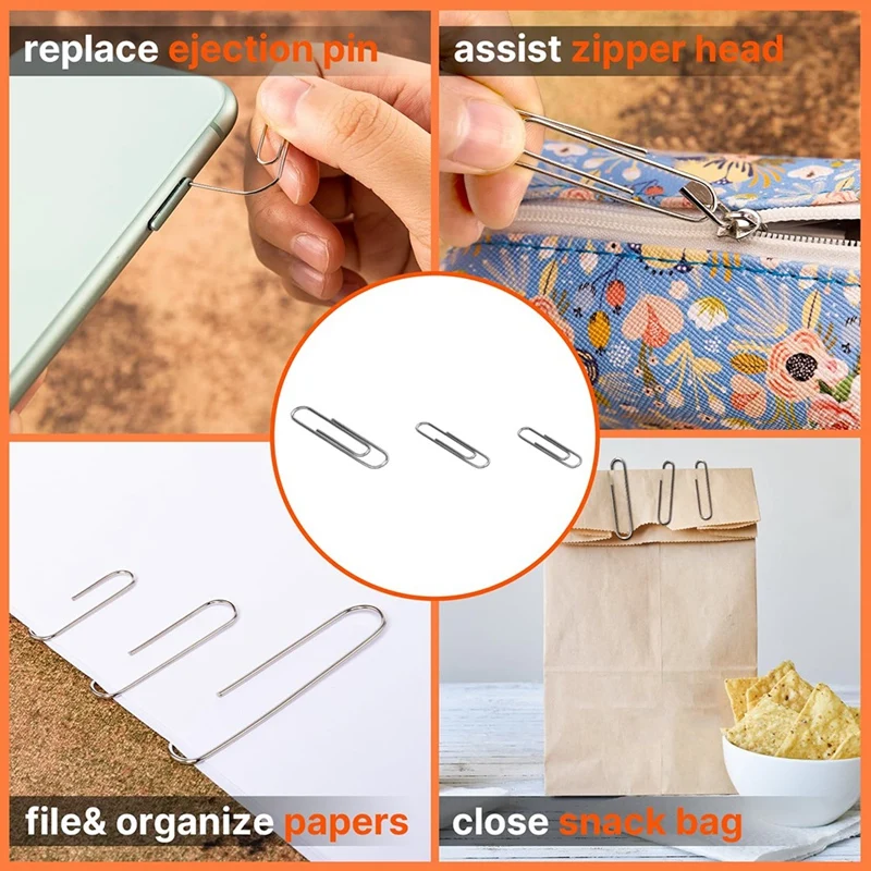 760PCS Assorted Sizes Drawdart Paper Clips, Silver, Big 2Inch, Medium 1.3Inch And Small 1.1Inch