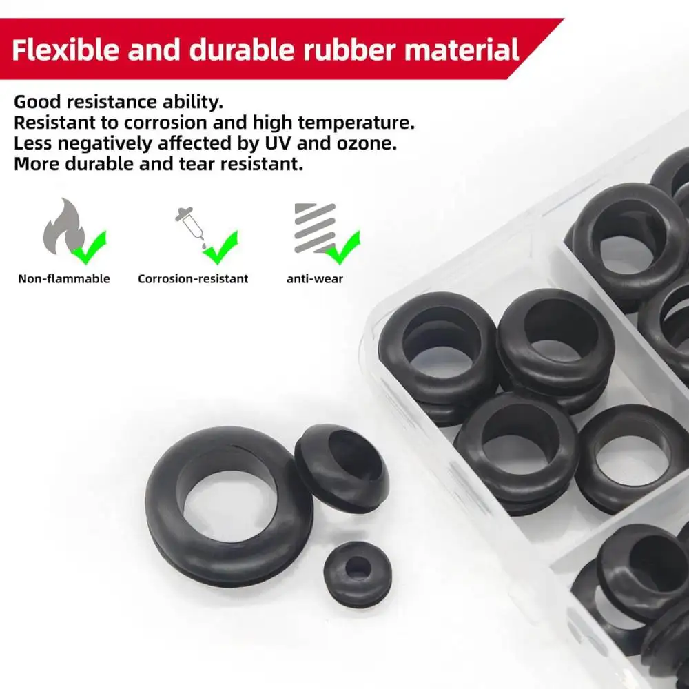 215 Rubber Grommet Assortment Kit Seal Gasket Cable Protection O Ring Electrical Wire Hardware Hole Plug Management