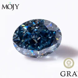 MOJY ViVid Blue Color Loose Moissanite Stone Oval Cut 0.3~8.0ct Gemstones for Diamond Ring with GRA Certificate Precious Gems