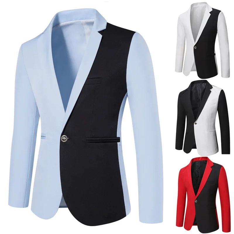 

Spring New Men's Casual Color Blo Suit Jaet Simple Sle Long Sve Thiened Casual Scene Double Breasted Other Brand