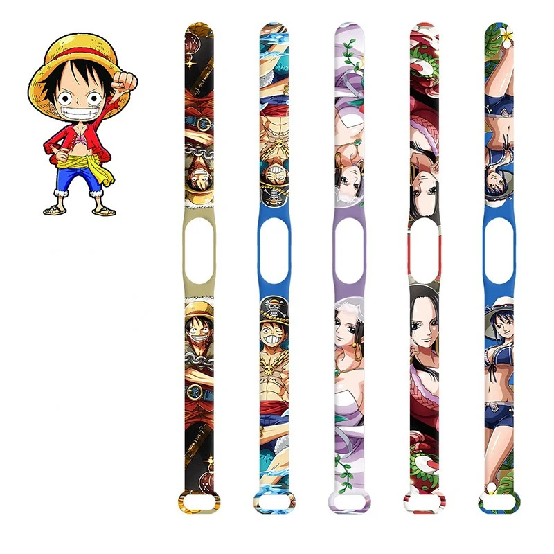 Cartoon One Piece Luffy Watchbands for Xiaomi Mi Band 7 6 5 4 3 Electronic Bracelet Mi3 Mi5 Mi7 Watch Band Anime Nami Wristband