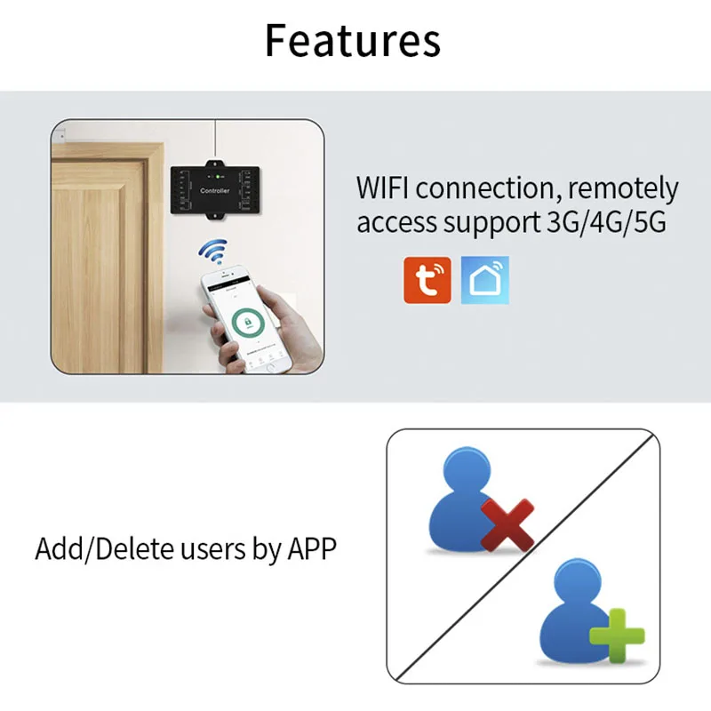 DC12V WiFi Tuya App Mini Single Door Remote Control Board Access Control Board Panel Wiegand 26 44 Bits Input NO NC COM output