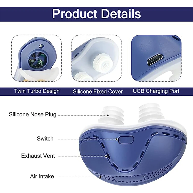 Elektrikli Anti horlama cihazları burun dilatör ayarlanabilir rüzgar hızı cihazı horlama burun delikleri fişler durdurmak etkili horlama geliştirmek