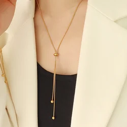 Adjust necklace Stainless Steel Women's Pendant Necklace with Y-shaped Collarbone Pendant snake Link Chain jewelry Holiday Gift