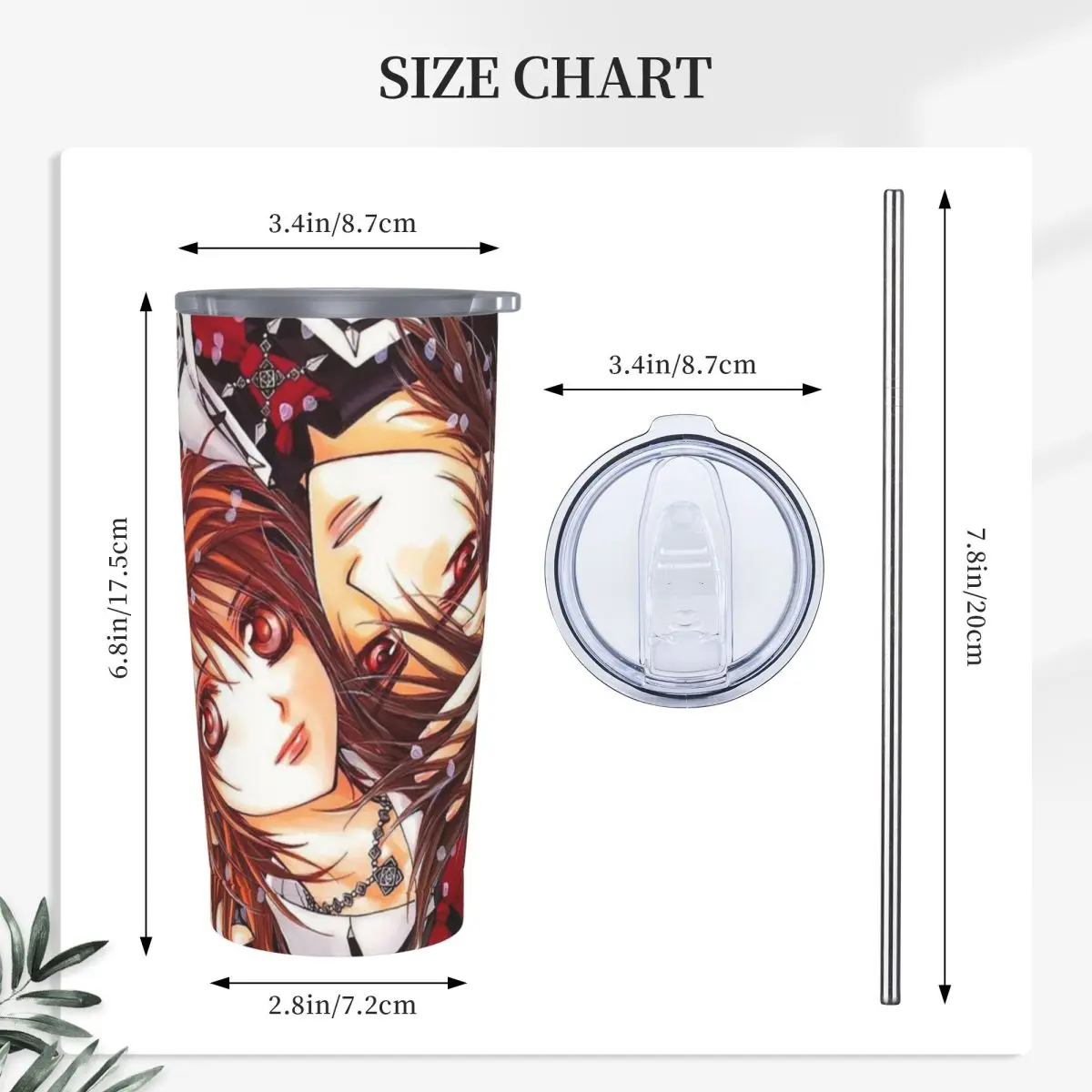 Vampire Knight Anime (6) Stainless Steel Tumbler Vacuum Insulated Mug Thermal Cold Cups Straws With Lid 20oz