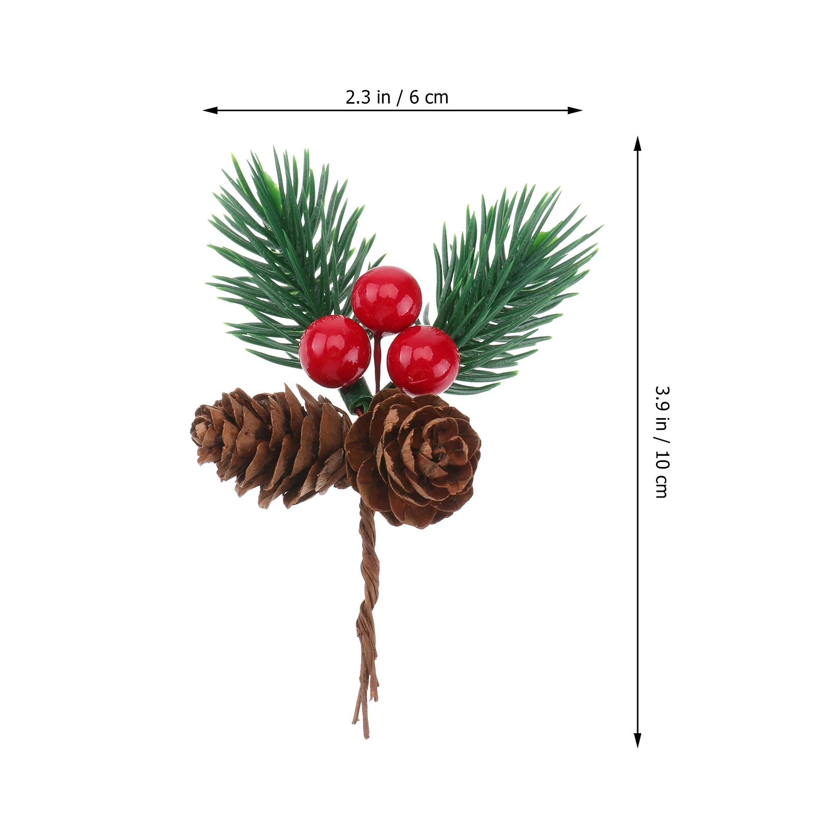 

10 Pcs Fake Plant for Christmas Pine Tree Branches Small Supplies Pvc Party Berry Cone Artificial