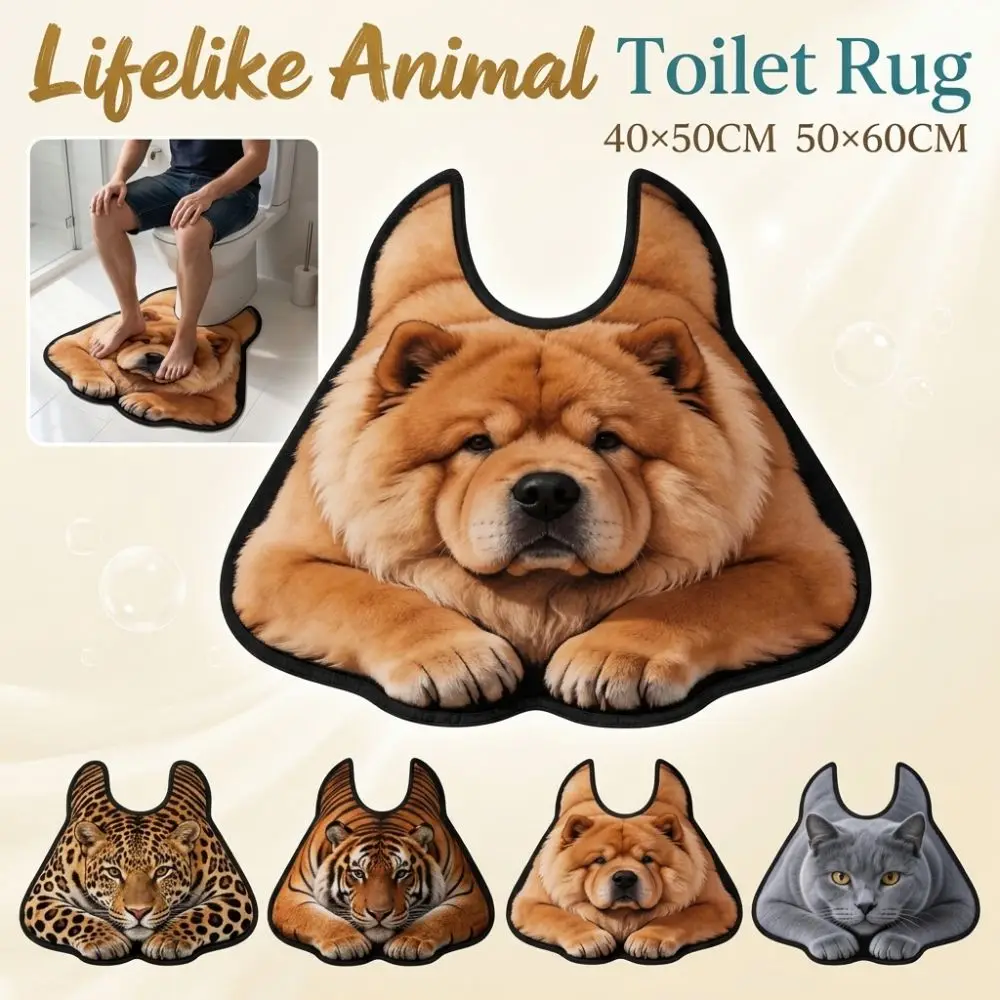 40×50CM 50×60CM Lifelike Animal Toilet Floor Mat Diatomaceous Earth Non-slip Toilet Rug Water-absorbing Washable