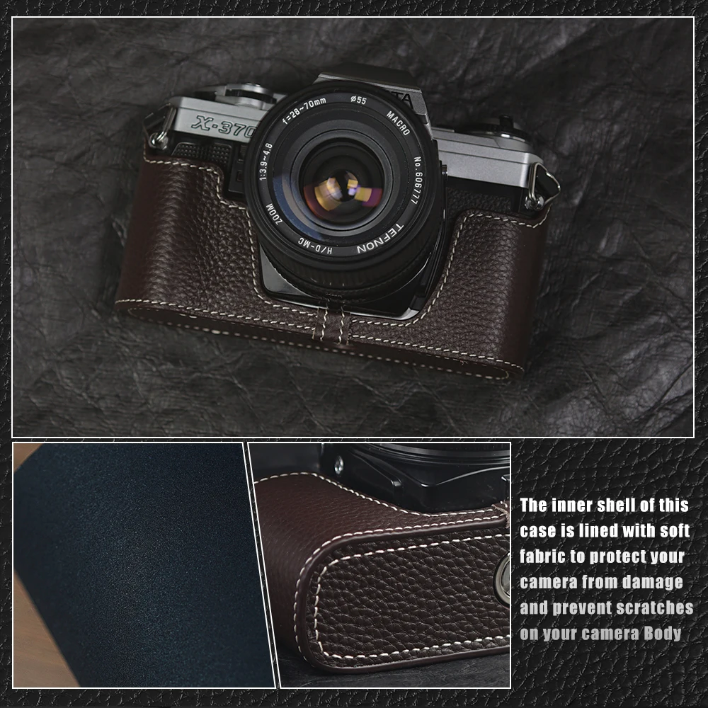 Tas kulit asli kamera X370 casing setengah buatan tangan untuk Minolta X370 casing tali kamera tali kulit setengah casing