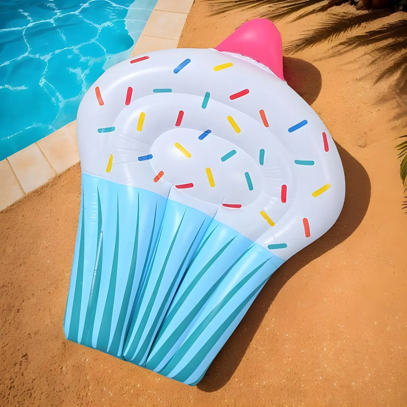 عوامات حمام السباحة على شكل كعكة يطفو لحمام السباحة حصيرة طوف السرير ألعاب عائمة وسادة صالة بولي كلوريد الفينيل لحديقة حمامات الشمس في الهواء الطلق