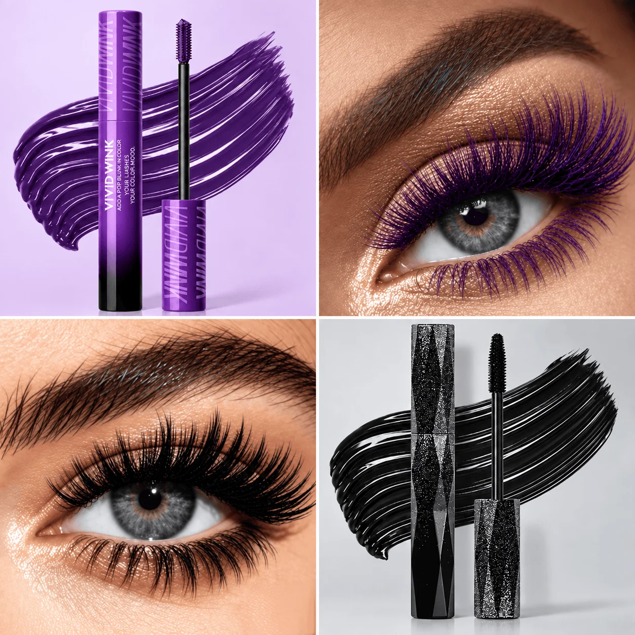 2Pcs Color Mascara Set Waterproof Long Lasting Volumizing Eye Makeup