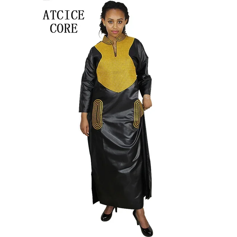 Dashiki Dress African Dresses For Women Silk Dress Embroidery Design Long Dress Without Scarf