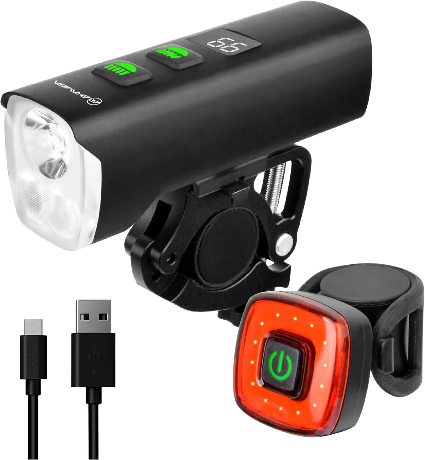 

Комплект перезаряжаемых велосипедных фонарей с USB-подсветкой, 1500 люмен, передние и задние светодиодные фонари, аккумулятор емкостью 4800 мАч, несколько режимов, водонепроницаемость для дороги и Mou