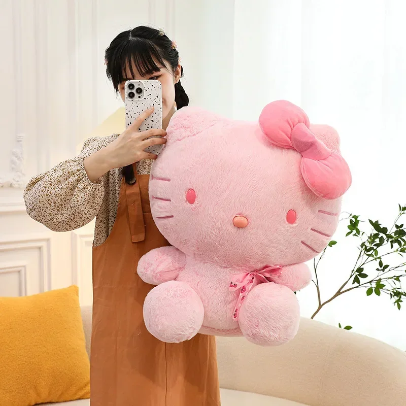 55cm Sanrio Pink Hello Kitty Doll Plush Sakura Kt Cat Soft Stuffed Toy Children'S Gifts Grab Cute Doll Birthday Girls Kids Toy