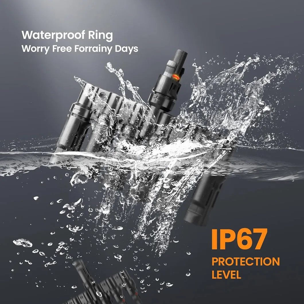6 to 1 Solar Branch Connectors T Shape DC1000V 30A Photovoltaic Waterproof Connector IP67 Waterproof Male&Femal Solar Panel Plug