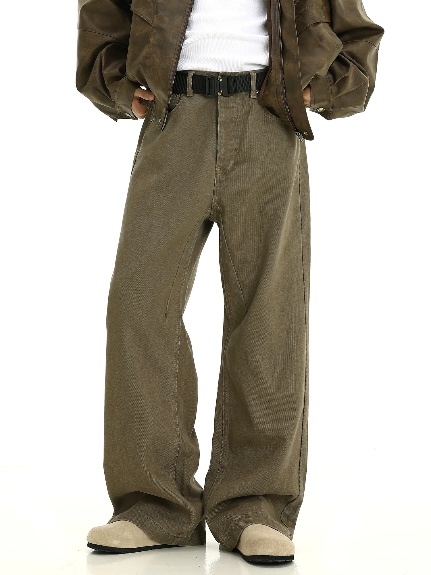 Calças Casuais Retrô Americanas Lavadas com Corte Reto e Ajuste Solto para Homens e Mulheres, Jeans Simples e Versáteis para ...