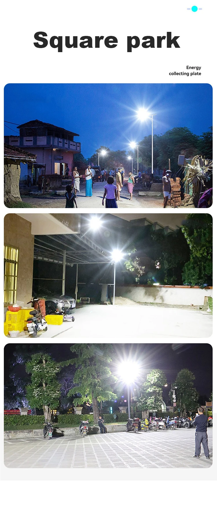 Omabeta Réverbère solaire Lampadaire solaire LED 800W, haute luminosité Omabeta Réverbère solaire Lampadaire solaire LED 800W, haute luminosité