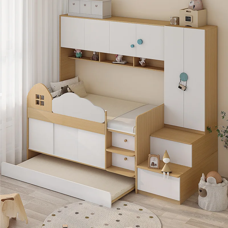 Multifunctional storage for children, half-height single bed, upper bed, under-bed cabinet with drawer, men's and girls' suite