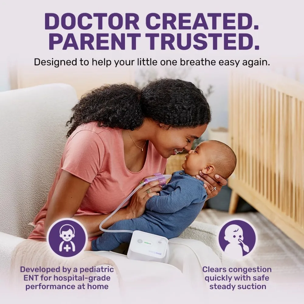 

Electric Baby Nasal Aspirator Hospital Grade Suction Nose Sucker and Nasal Vacuum | Safe for Infants